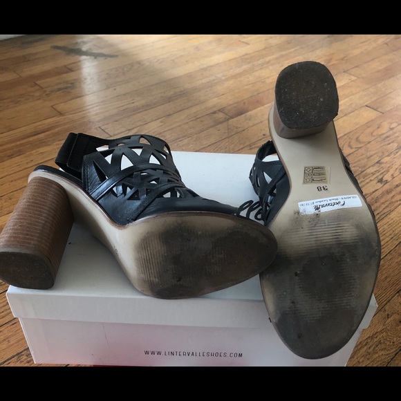 Intervalle Black Leather Sandals - Size 38 - Picture 4 of 5